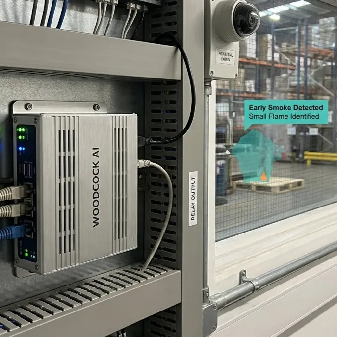 CCTV camera and Woodcock AI edge server